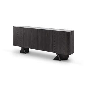Casa Padrino Luxus Sideboard Dunkelgrau / Grau 200 x 42 x H. 82 cm - Sideboard mit Travertin - Moderne Wohnzimmer M�bel - Luxus Qualit�t