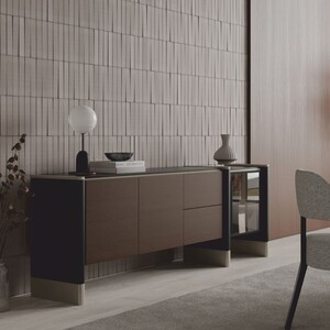Casa Padrino Luxus Sideboard Schwarz / Dunkelbraun / Messing 220 cm - Hotel & Esszimmer M�bel