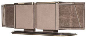 Casa Padrino Luxus Sideboard Grau / Gold 251 x 50 x H. 86 cm - Massivholz Schrank mit 4 T�ren - Luxus M�bel - Hotel M�bel - Luxus Einrichtung