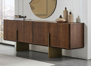 Casa Padrino Luxus Sideboard Braun / Messing 220 x 50 x H. 78 cm - Massivholz Schrank mit 4 T�ren - Massivholz M�bel - Luxus M�bel - Luxus Einrichtung