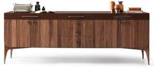 Casa Padrino Luxus Sideboard Braun / Dunkelbraun 230 x 60 x H. 82 cm - Massivholz Schrank mit 6 Schubladen und 4 T�ren - Esszimmer M�bel - Luxus M�bel - Luxus Einrichtung