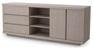 Casa Padrino Luxus Sideboard Grau 220 x 52,5 x H. 85,5 cm - Massivholz Schrank mit 3 Schubladen & 2 T�ren - Wohnzimmer & Hotel M�bel - Luxus Qualit�t