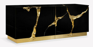 CPBlack Luxus Sideboard by Casa Padrino Schwarz / Gold