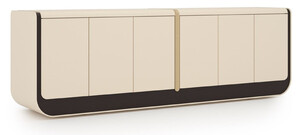 Casa Padrino Luxus Sideboard Creme / Schwarz / Beige 260 x 60 x H. 75 cm - Massivholz Schrank mit 6 T�ren - Esszimmer M�bel - Luxus M�bel - Luxus Einrichtung