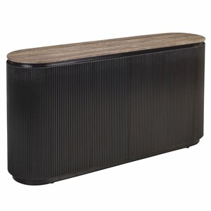 Casa Padrino Luxus Sideboard mit 2 T�ren und Travertinplatte Dunkelbraun / Braun 160 cm