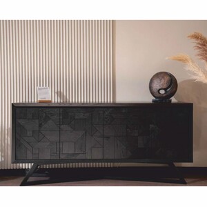 Casa Padrino Luxus Sideboard mit 4 T�ren Schwarz 205 cm - Luxus M�bel