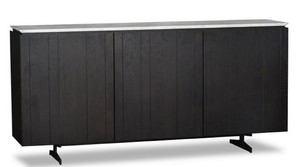 Casa Padrino Luxus Sideboard mit 3 T�ren und Marmorplatte Schwarz / Grau 179 x 40 x H. 80 cm - Wohnzimmerschrank - Luxus Qualit�t