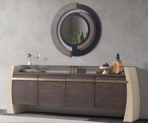 Casa Padrino Luxus Sideboard mit 4 T�ren und rundem Wandspiegel - Luxus M�bel