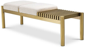 Casa Padrino Luxus Sitzbank Creme / Messing 140 x 44 x H. 45 cm - Gepolsterte Edelstahl Bank - Wohnzimmer Mbel - Hotel Mbel - Luxus Kollektion