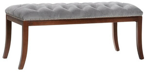 Casa Padrino Luxus Biedermeier Sitzbank Grau / Braun 89 x 38 x H. 36 cm - Gepolsterte Wohnzimmer Bank - Schlafzimmer Bank - Wohnzimmer Mbel - Schlafzimmer Mbel - Biedermeier Mbel