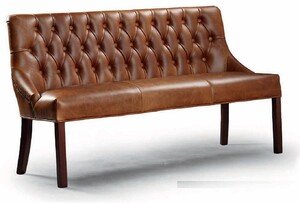 Casa Padrino Luxus Chesterfield Echtleder Sitzbank Braun 160 cm