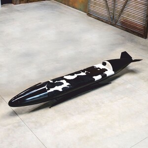 Casa Padrino Luxus Sitzbank in Torpedo Form 560 cm - Original Zusatztank Tornado Fighter deutsche Luftwaffe