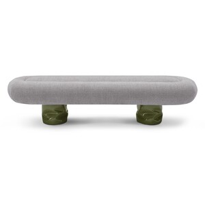 Casa Padrino Luxus Sitzbank Khaki 168 x 52 x H. 41 cm - Sitzbank mit Stoffbezug - Moderne Flur M�bel - Luxus Qualit�t