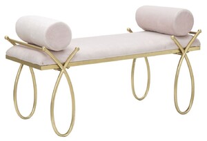 Casa Padrino Luxus Sitzbank Rosa / Gold 112,5 cm - Luxus Interior