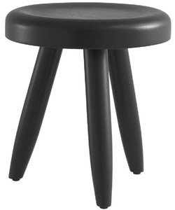 Casa Padrino Luxus Sitzhocker Schwarz  31 x H. 34 cm - Massivholz Hocker - Runder Mindi Holz Sitzhocker - Luxus M�bel