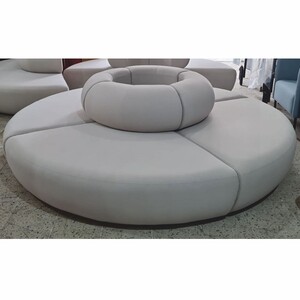 Casa Padrino Luxus Sofa Grau  240 x H. 72 cm - Rundes Modulares Samt Sofa