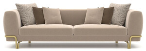 Casa Padrino Luxus Sofa Hellbraun / Messing 300 x 100 x H. 75 cm - Wohnzimmer Sofa - Hotel Sofa - Wohnzimmer M�bel - Hotel M�bel - Luxus M�bel - Luxus Einrichtung