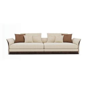 Casa Padrino Luxus Sofa Creme / Dunkelbraun 215 cm - Wohnzimmer & Hotel M�bel