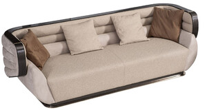 Casa Padrino Luxus Sofa Creme / Grau / Schwarz / Gold 275 x 95 x H. 80 cm - Wohnzimmer Sofa - Hotel Sofa - Wohnzimmer M�bel - Wohnzimmer Einrichtung - Hotel M�bel - Luxus M�bel - Luxus Einrichtung