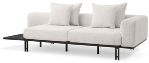 Casa Padrino Luxus Sofa Creme / Bronze 233 x 104 x H. 60,5 cm - Modernes Wohnzimmer Sofa Rechte Seite - Hotel Sofa - Luxus Qualit�t