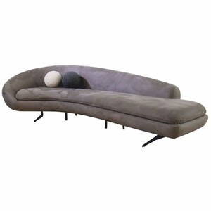 Casa Padrino Luxus Sofa Grau / Schwarz 300 cm - Gebogenes Wohnzimmer & Hotel Sofa