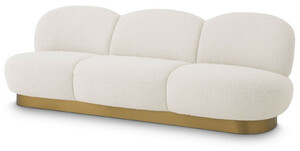 Casa Padrino Luxus Sofa Creme / Messing 230 x 81 x H. 76 cm - Wohnzimmer Sofa - Hotel Sofa - Luxus Qualitt