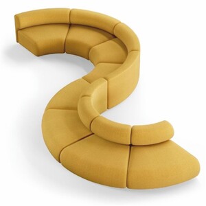 Casa Padrino Luxus Sofa Gelb 590 cm - Gebogenes Modulares 8 Teiliges Sofa - Hotel M�bel