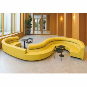 Casa Padrino Luxus Sofa Gelb 700 cm - Gebogenes Modulares Echtleder Sofa - Hotel Mbel