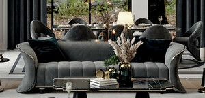 Casa Padrino Luxus Sofa Grau / Gold 260 x 100 x H. 79 cm - Wohnzimmer Sofa - Hotel Sofa - Wohnzimmer Mbel - Hotel Mbel - Luxus Mbel - Wohnzimmer Einrichtung - Luxus Einrichtung