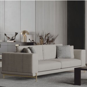 Casa Padrino Luxus Sofa Grau / Messing 260 cm - Wohnzimmer & Hotel M�bel