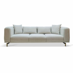 Casa Padrino Luxus Sofa Grau / Messing 240 cm - Wohnzimmer & Hotel Interior