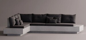 Casa Padrino Luxus Ecksofa Anthrazit / Wei� 325 x 265 cm - Modulares Wetterfestes Beton Sofa