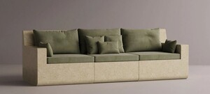 Casa Padrino Luxus Sofa Gr�n / Creme 270 cm - Modulares Wetterfestes Beton Sofa