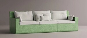 Casa Padrino Luxus Sofa Wei� / Gr�n 270 cm - Modulares Wetterfestes Beton Sofa