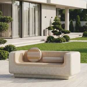 Casa Padrino Luxus Sofa Creme / Beige 180 cm - Wetterfestes Beton Sofa