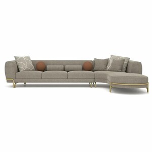 Casa Padrino Luxus Ecksofa Grau / Messing 390 cm - Wohnzimmer & Hotel M�bel