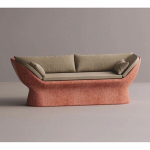 Casa Padrino Luxus Sofa Beige / Rot 200 cm - Wetterfestes Beton Sofa