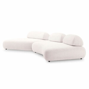 Casa Padrino Luxus Sofa Cremewei / Schwarz - Modulares 2-Teiliges Wohnzimmer Sofa