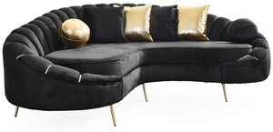 Casa Padrino Luxus Wohnzimmer 3er Sofa Schwarz / Gold 250 cm