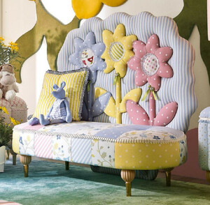Casa Padrino Luxus Kindersofa Sonnenblumen Bunt - Kinderzimmer Sofa - Kinderzimmer Mbel - Erstklassische Qualitt - Made in Italy
