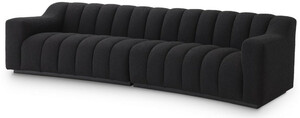 Casa Padrino Luxus Sofa Schwarz 300 x 100 x H. 78,5 cm - Leicht gebogenes Wohnzimmer Sofa - Hotel Sofa - Luxus Qualit�t