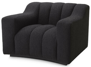 Casa Padrino Luxus Sessel Schwarz 107 x 96 x H. 78,5 cm - Leicht gebogener Wohnzimmer Sessel - Hotel Sessel - Luxus Qualit�t