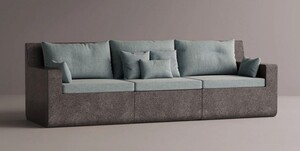 Casa Padrino Luxus Sofa Hellblau / Anthrazit 270 cm - Modulares Wetterfestes Beton Sofa