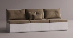 Casa Padrino Luxus Sofa Braun / Wei� 240 cm - Modulares Wetterfestes Beton Sofa
