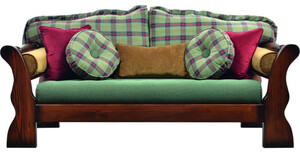 Casa Padrino Luxus Vintage Stil Sofa Grn / Rot / Dunkelbraun 185 x 98 x H. 85 cm - Massivholz Wohnzimmer Sofa mit elegantem Muster - Wohnzimmer Mbel - Luxus Mbel - Vintage Stil Mbel