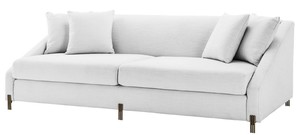 Casa Padrino Luxus Sofa Wei / Messingfarben 223 x 94 x H. 73 cm - Wohnzimmer Sofa mit 4 Kissen - Luxus Mbel