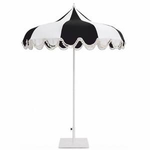 Casa Padrino Luxus Sonnenschirm Wei� / Schwarz  200 x H. 250 cm - Hotel & Garten M�bel VPP