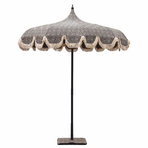 Casa Padrino Luxus Sonnenschirm im 70er Jahre Stil Schwarz / Wei� / Beige  220 x H. 240 cm - Made in Italy