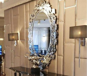 Casa Padrino Luxus Art Deco Wandspiegel 60 x H. 120 cm - Prunkvoller ovaler Spiegel - Luxus Art Deco Mbel