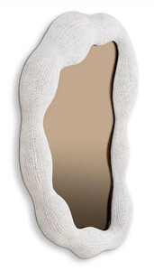 Casa Padrino Luxus Spiegel Wei� / Bronze 61 x 6 x H. 79 cm - Ovaler Designer Wandspiegel - Garderoben Spiegel - Schlafzimmer Spiegel - Luxus Qualit�t